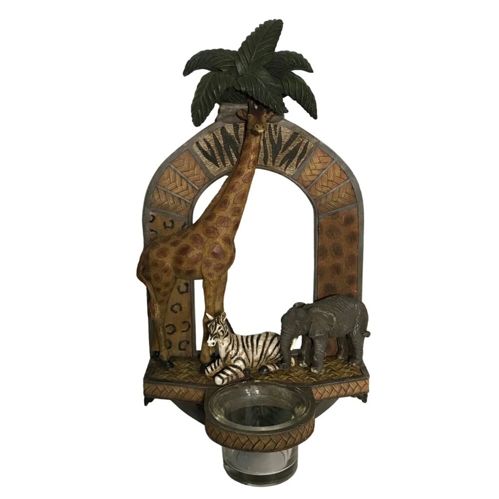 Bella Casa Ganz African Safari Animal Tealight Candle Holder Hand-Painted